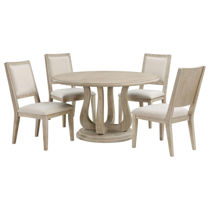 Trofello 5-Piece Farmhouse Round Pedestal Dining Set