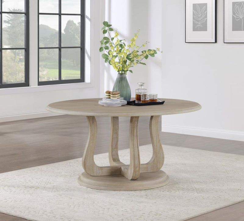 Trofello 60-inch Round Sculptural Pedestal Dining Table