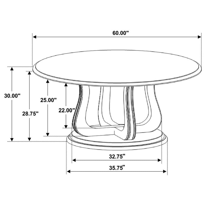 Trofello 60-inch Round Sculptural Pedestal Dining Table