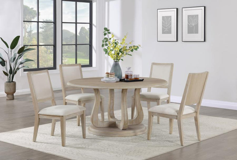 Trofello 60-inch Round Sculptural Pedestal Dining Table