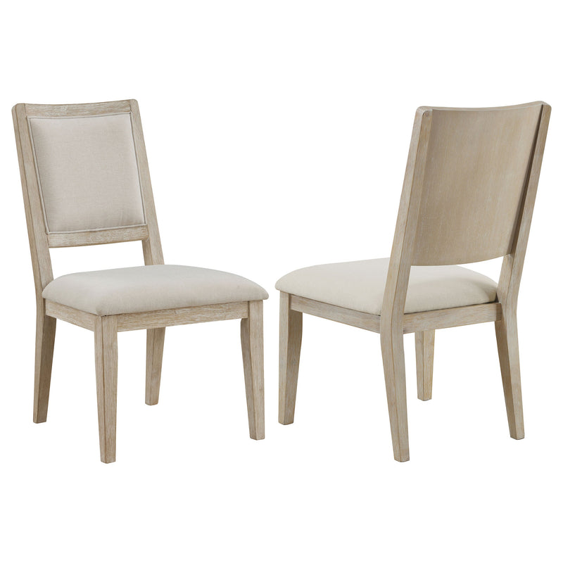 Silla de comedor auxiliar Trofello acolchada, lavada en blanco (juego de 2)