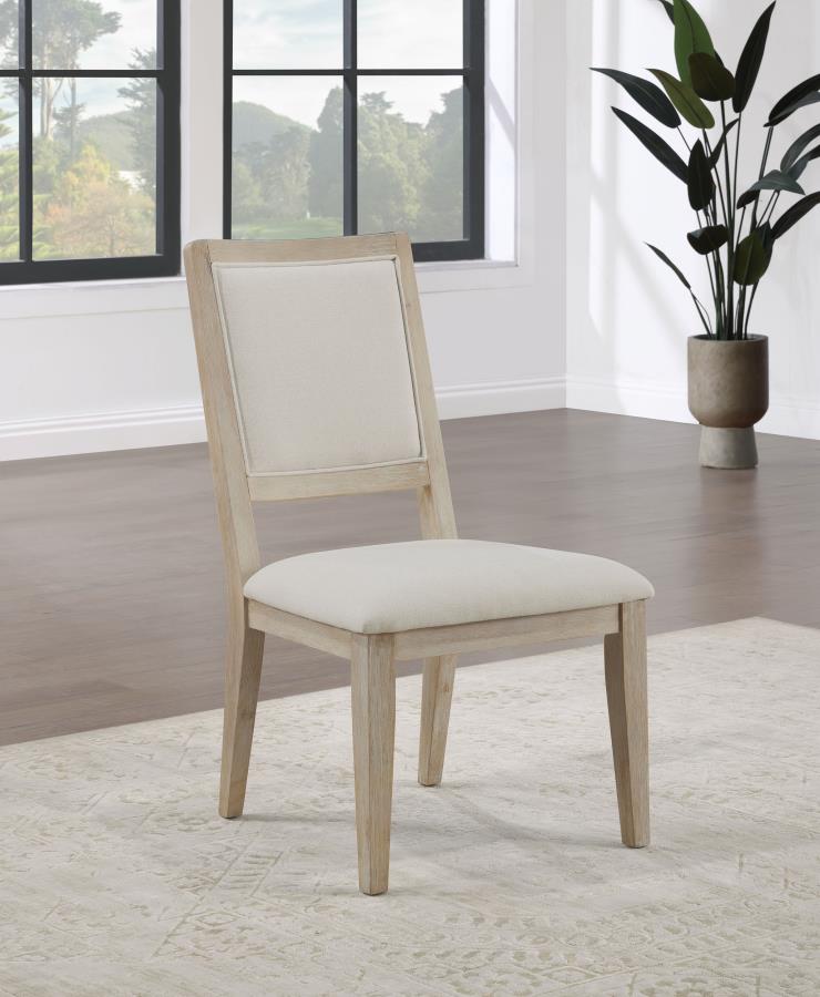 Silla de comedor auxiliar Trofello acolchada, lavada en blanco (juego de 2)