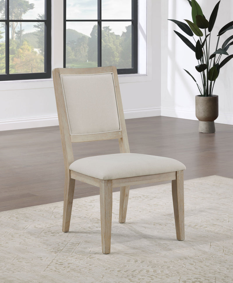 Silla de comedor auxiliar Trofello acolchada, lavada en blanco (juego de 2)