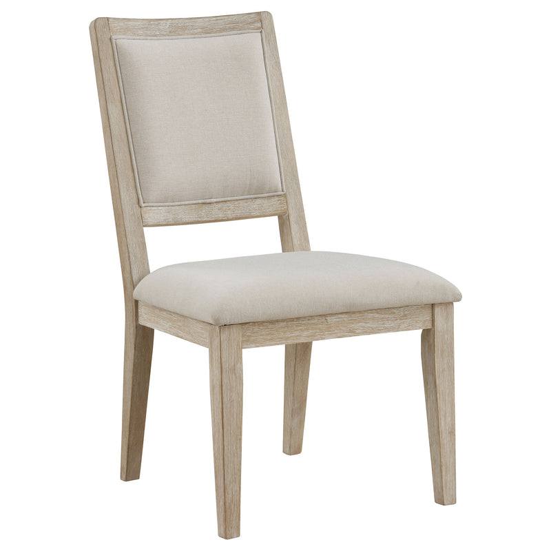 Silla de comedor auxiliar Trofello acolchada, lavada en blanco (juego de 2)