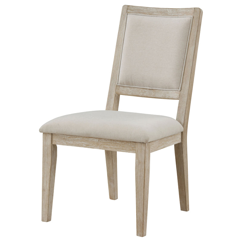 Silla de comedor auxiliar Trofello acolchada, lavada en blanco (juego de 2)
