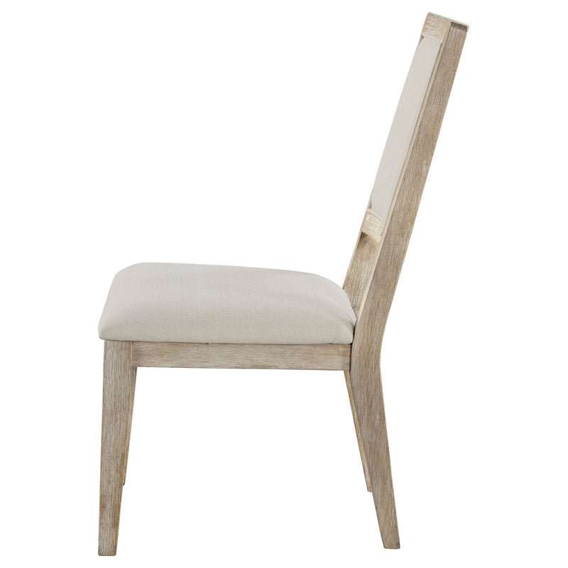 Silla de comedor auxiliar Trofello acolchada, lavada en blanco (juego de 2)