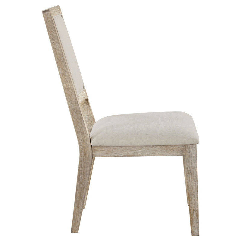 Silla de comedor auxiliar Trofello acolchada, lavada en blanco (juego de 2)