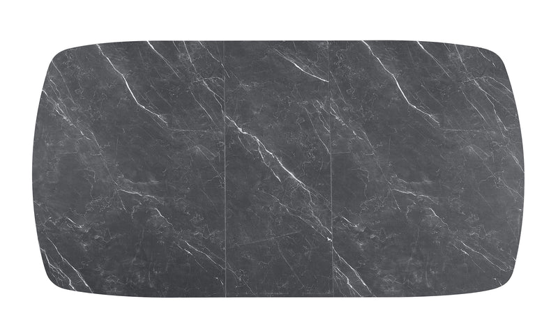 Mesa de comedor Potero de 73 pulgadas con hoja extensible de mármol sintético, color negro