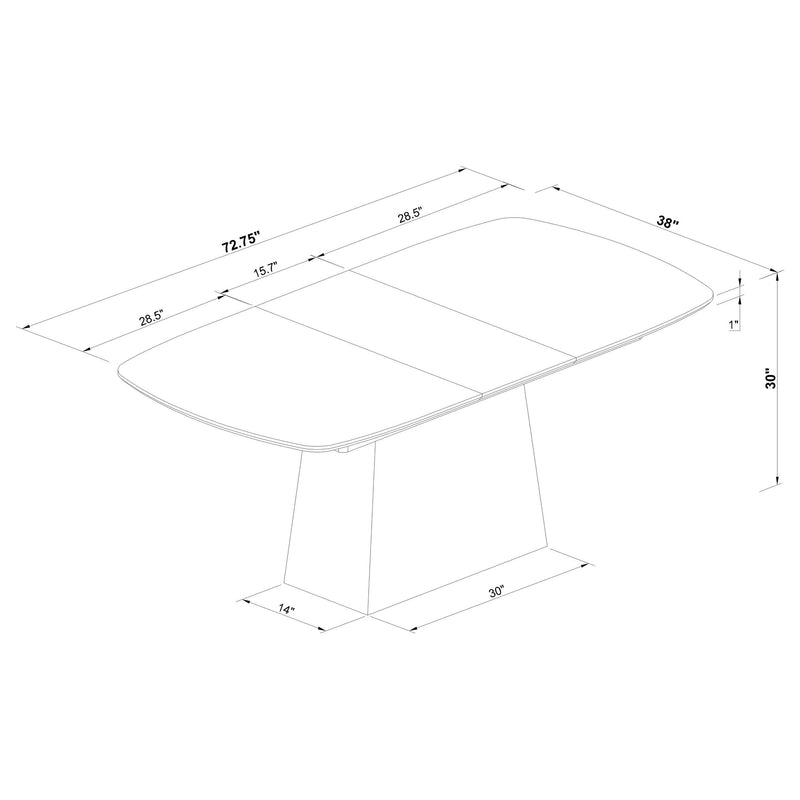 Mesa de comedor Potero de 73 pulgadas con hoja extensible de mármol sintético, color negro