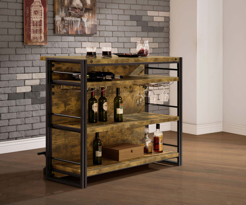 Renaldi Gabinete Bar de 3 Estantes para Vino, Nuez Rústica