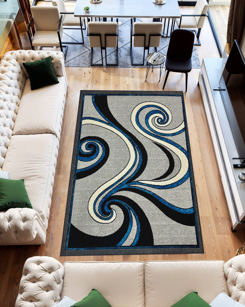 STAR Rug DESIGN 1308 Navy 5x8 (5'2x7'5")"