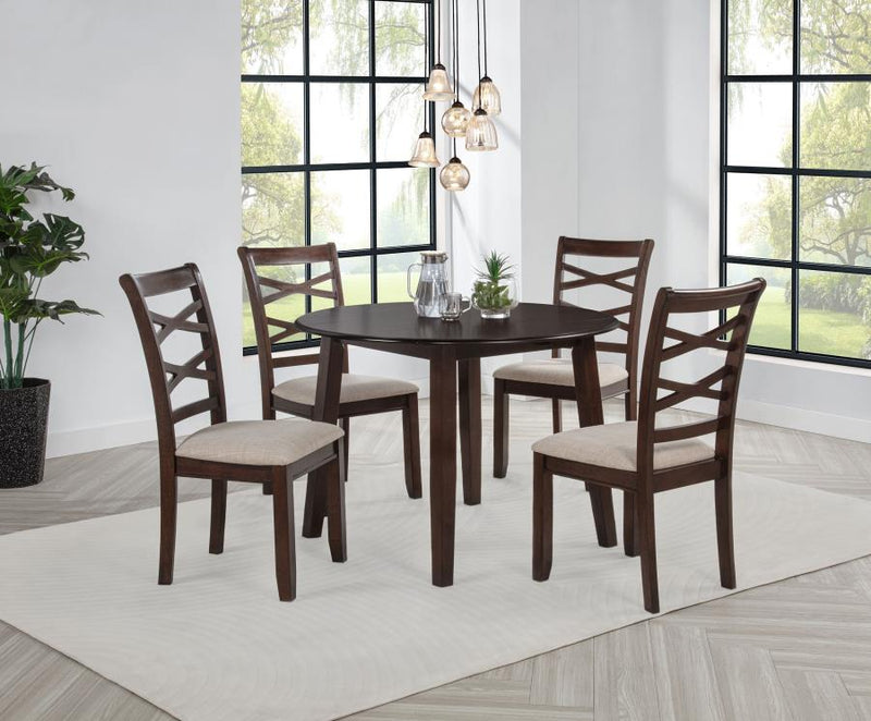 Juego de comedor redondo de madera Barton de 5 piezas marrón oscuro