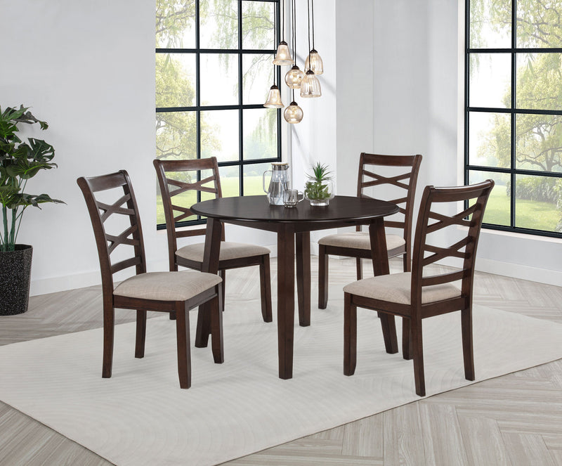 Juego de comedor redondo de madera Barton de 5 piezas marrón oscuro