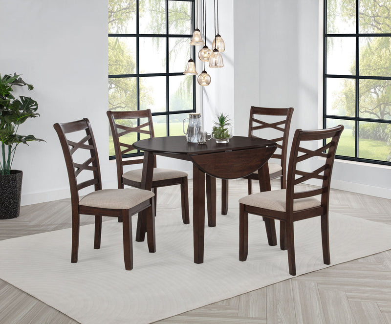 Juego de comedor redondo de madera Barton de 5 piezas marrón oscuro