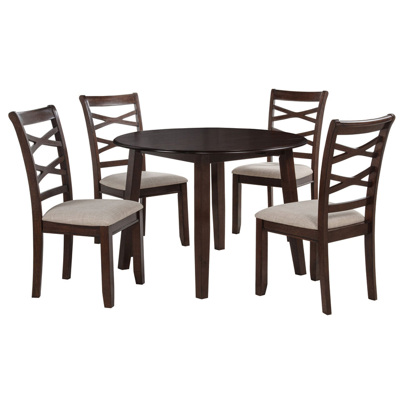 Juego de comedor redondo de madera Barton de 5 piezas marrón oscuro