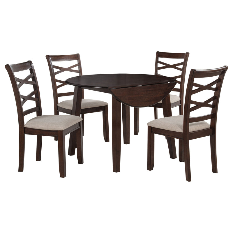 Juego de comedor redondo de madera Barton de 5 piezas marrón oscuro