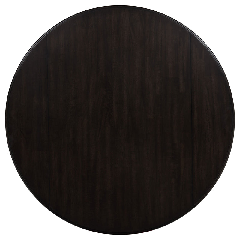 Juego de comedor Catley de 5 piezas con mesa redonda de hojas abatibles, café oscuro