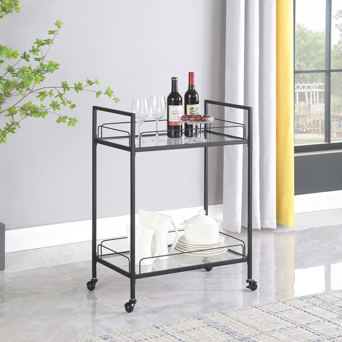 Curltis Serving Cart with Glass Shelves Clear and Black