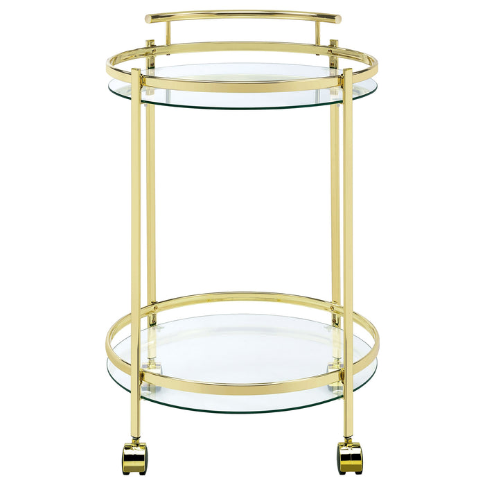 Chrissy 2-tier Round Glass Bar Cart Brass