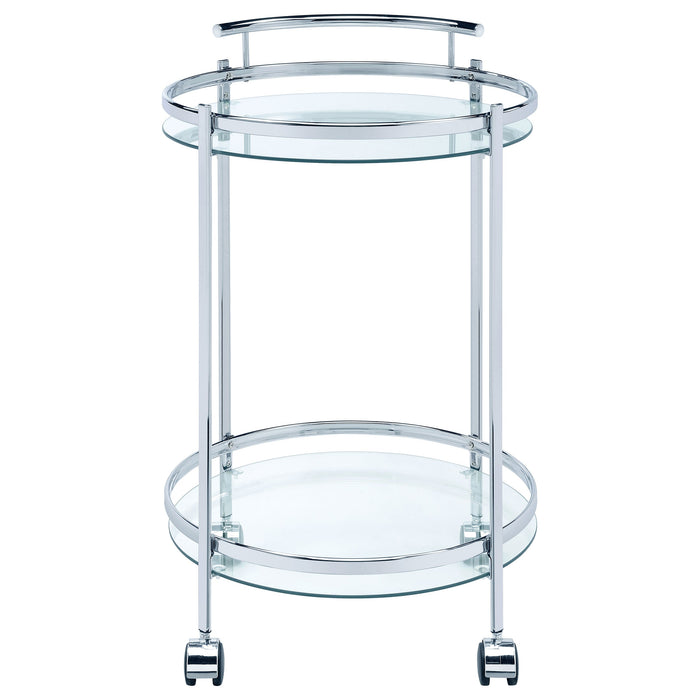 Chrissy 2-tier Round Glass Bar Cart Brass