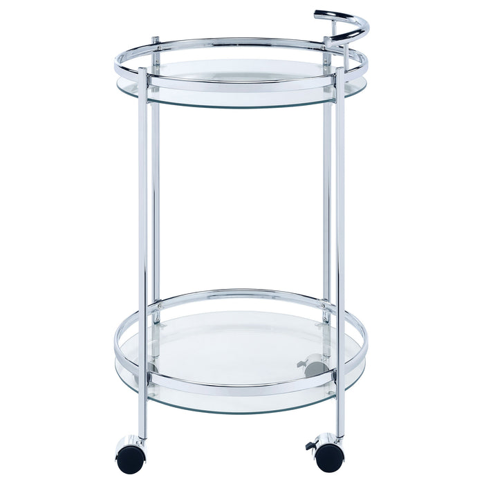 Chrissy 2-tier Round Glass Bar Cart Brass