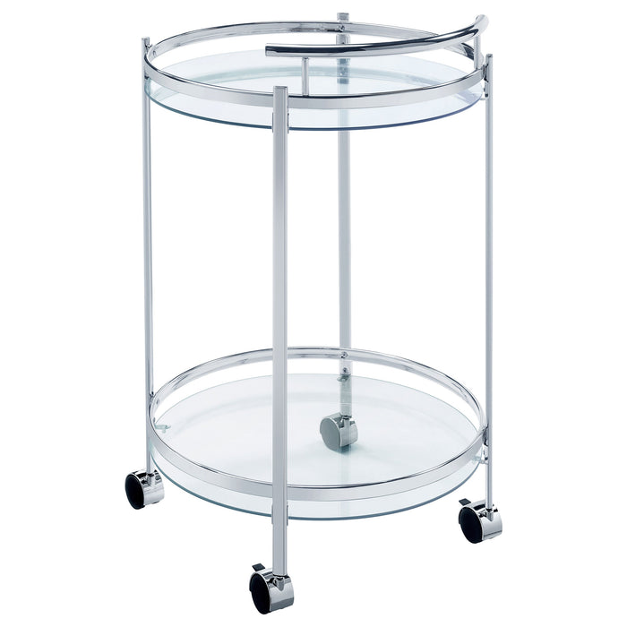 Chrissy 2-tier Round Glass Bar Cart Brass