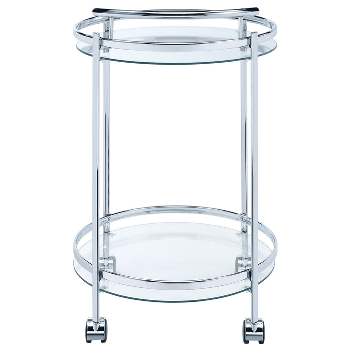 Chrissy 2-tier Round Glass Bar Cart Brass