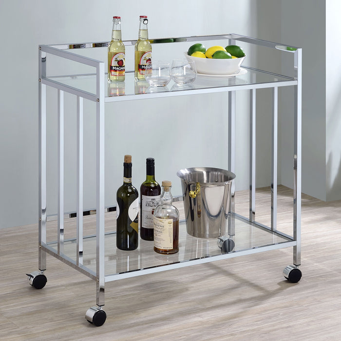 Cara Rectangular Glass Bar Cart Brass