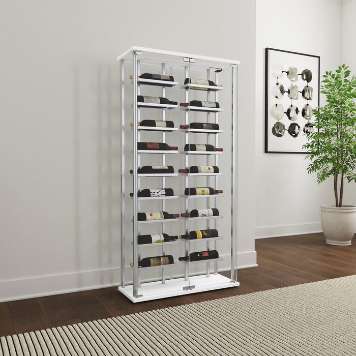 Montara Tempered Glass Wine Storage LED Curio Cabinet Chrome