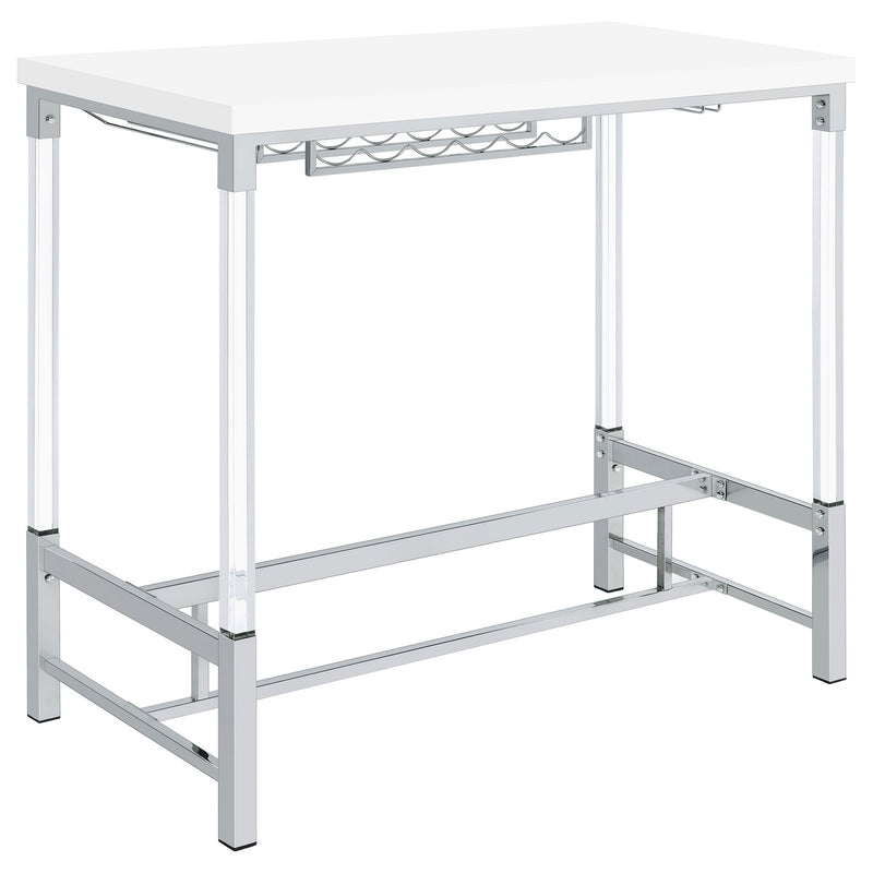 Mesa de bar Norcrest con patas acrílicas de 47 pulgadas, color blanco de alto brillo