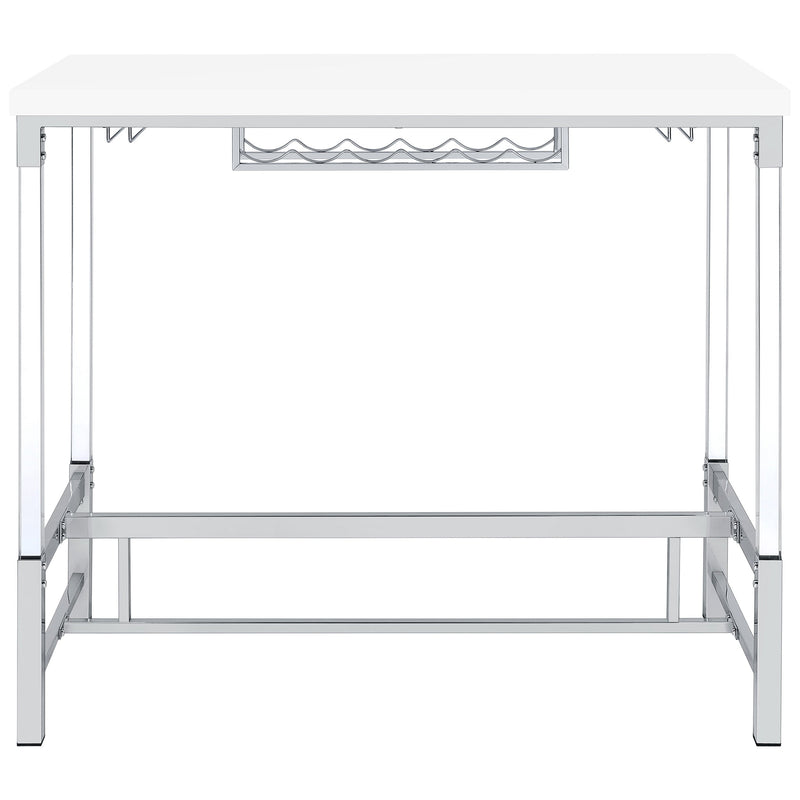 Mesa de bar Norcrest con patas acrílicas de 47 pulgadas, color blanco de alto brillo