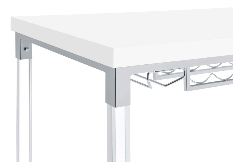 Mesa de bar Norcrest con patas acrílicas de 47 pulgadas, color blanco de alto brillo