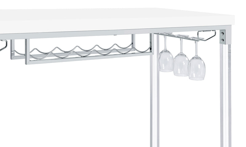 Mesa de bar Norcrest con patas acrílicas de 47 pulgadas, color blanco de alto brillo