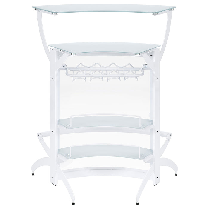 Dallas 2-shelf Curved Home Bar White and Frosted Glass (Set of 3)