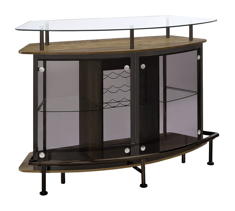 Gideon Crescent Shaped Glass Top Bar Unit with Drawer