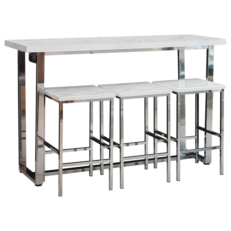 Juego de mesa Marmot rectangular de 4 piezas a altura de mostrador cromado