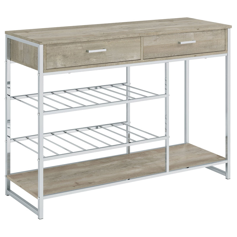 Melrose Bar para el hogar de 2 cajones con estante para vinos, gris