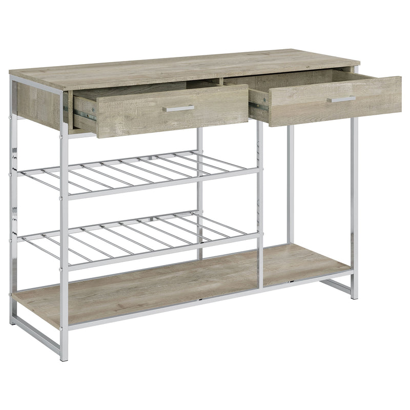 Melrose Bar para el hogar de 2 cajones con estante para vinos, gris