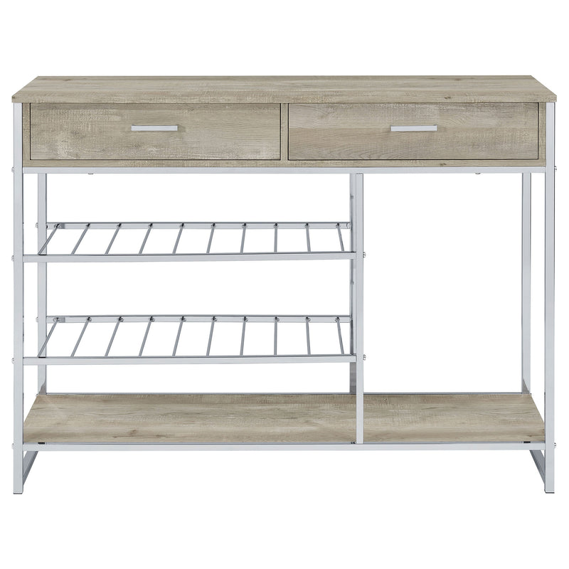 Melrose Bar para el hogar de 2 cajones con estante para vinos, gris