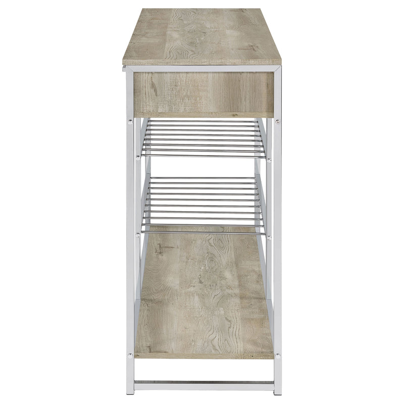 Melrose Bar para el hogar de 2 cajones con estante para vinos, gris