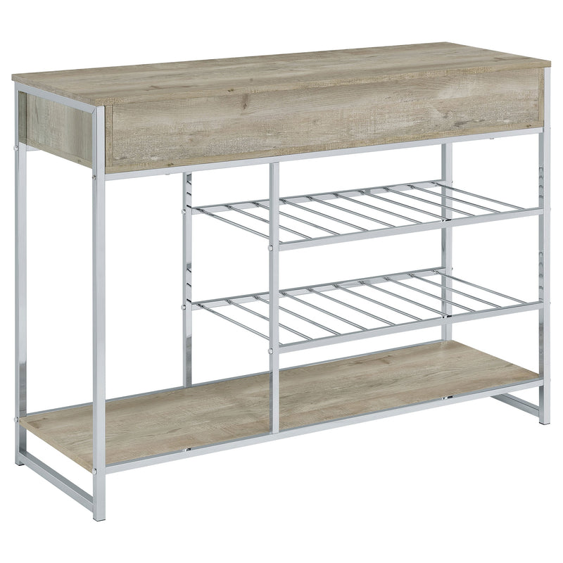 Melrose Bar para el hogar de 2 cajones con estante para vinos, gris