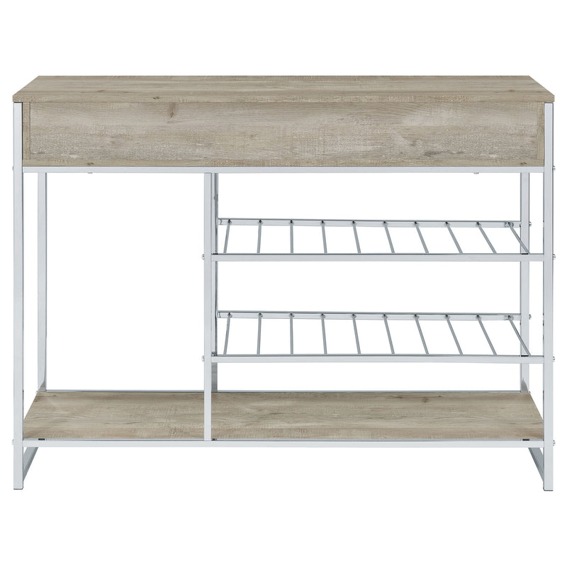 Melrose Bar para el hogar de 2 cajones con estante para vinos, gris