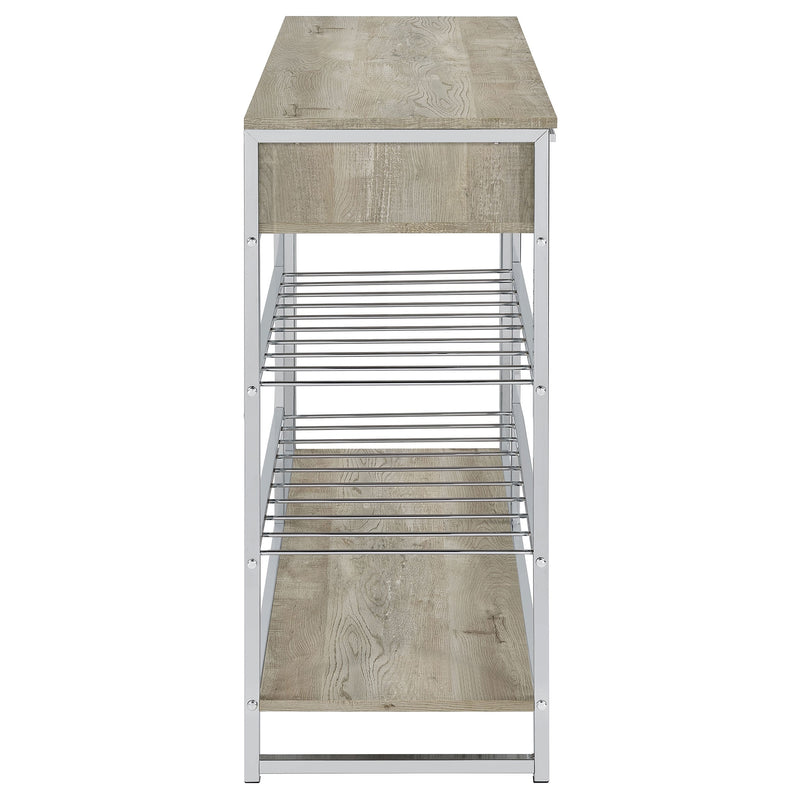 Melrose Bar para el hogar de 2 cajones con estante para vinos, gris