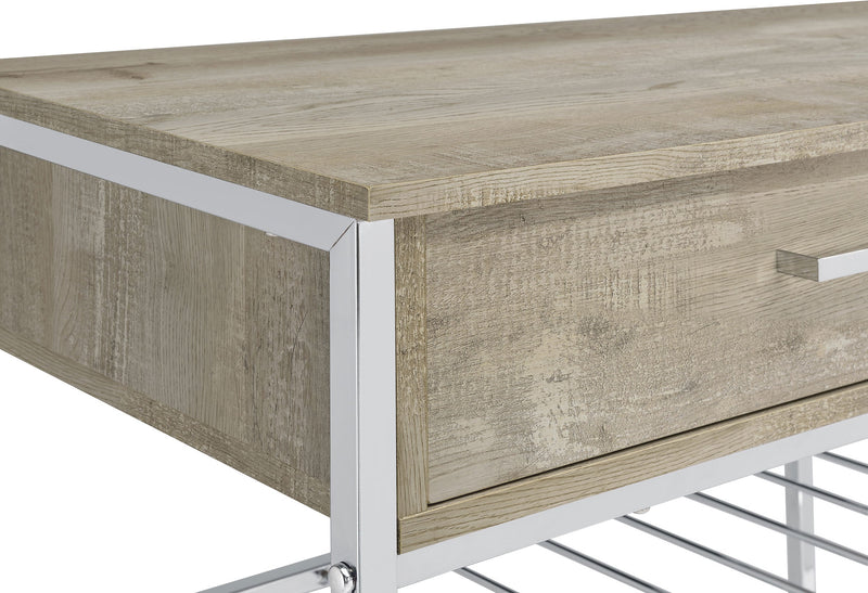 Melrose Bar para el hogar de 2 cajones con estante para vinos, gris