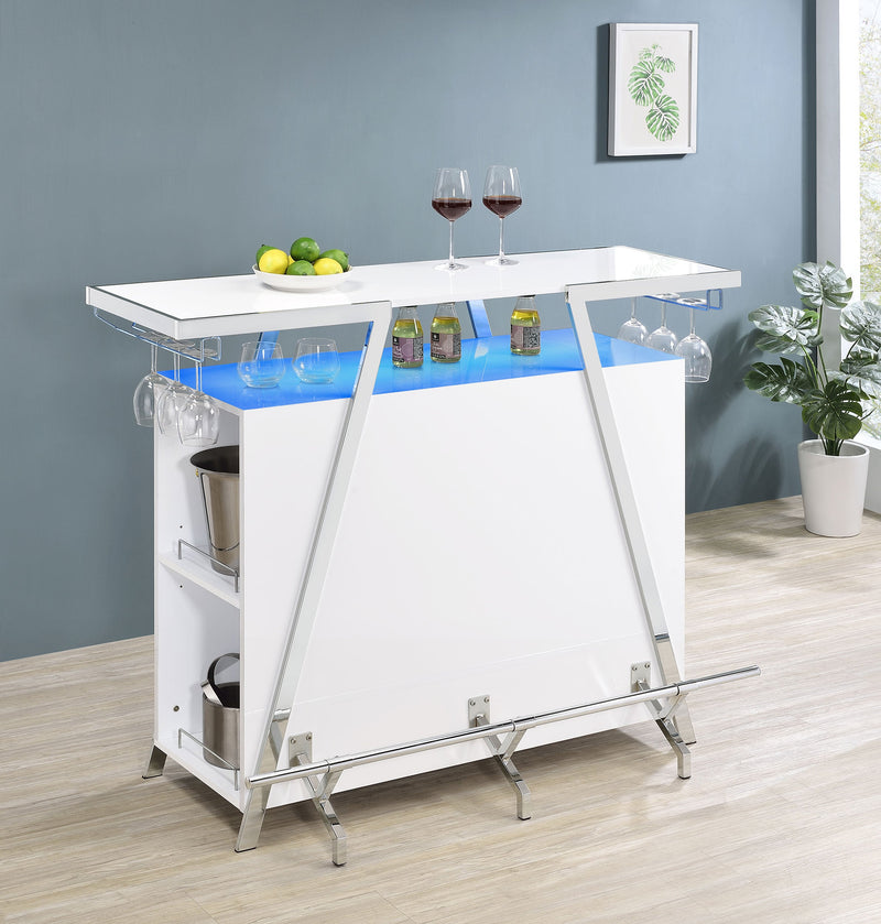 Bar de Cocina Araceli Independiente con LED Blanco Alto Brillo