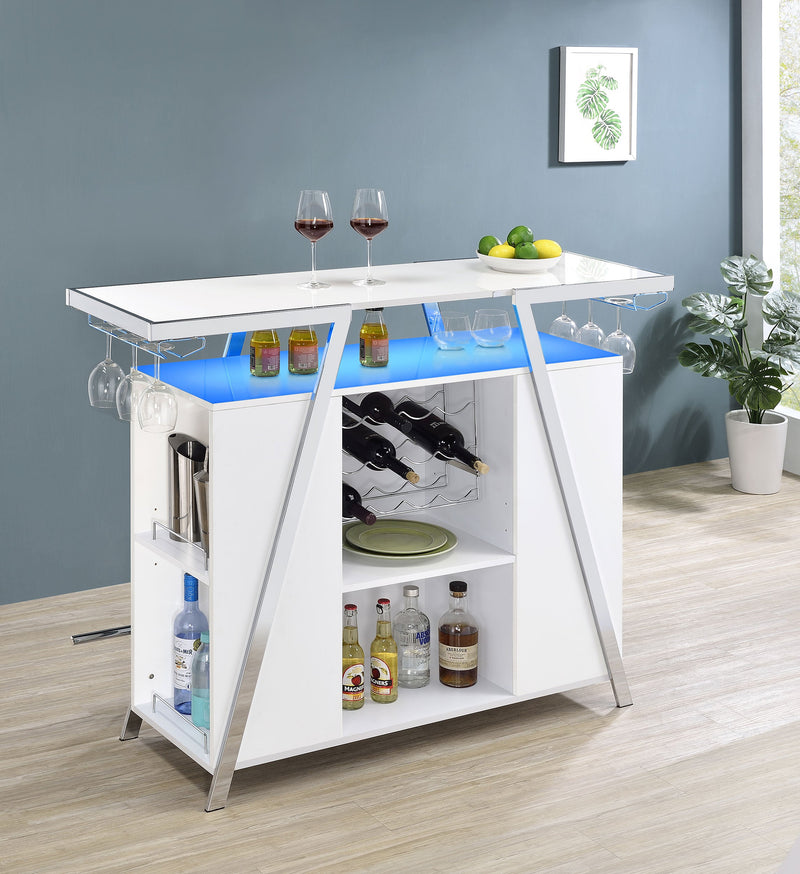 Bar de Cocina Araceli Independiente con LED Blanco Alto Brillo