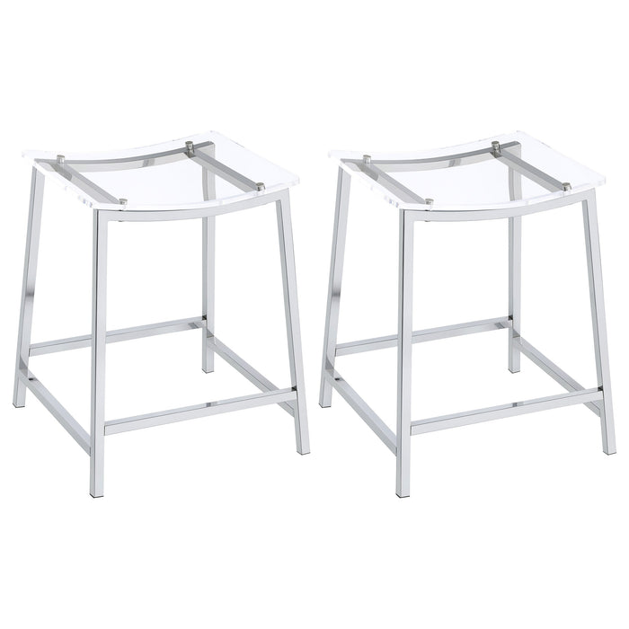 Jovani Acrylic Backless Bar Stools Clear and Chrome (Set of 2)