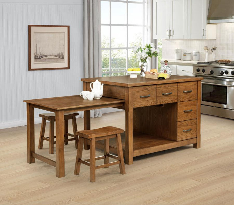 Isla de cocina Mayfair de 3 piezas con mesa extensible de roble oscuro