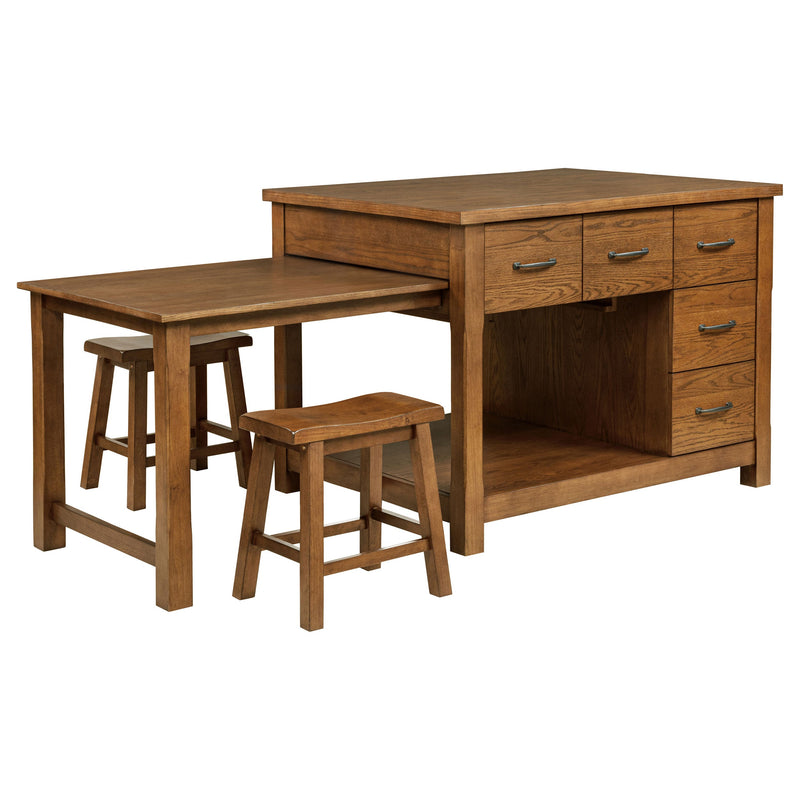 Isla de cocina Mayfair de 3 piezas con mesa extensible de roble oscuro