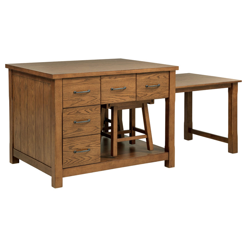 Isla de cocina Mayfair de 3 piezas con mesa extensible de roble oscuro